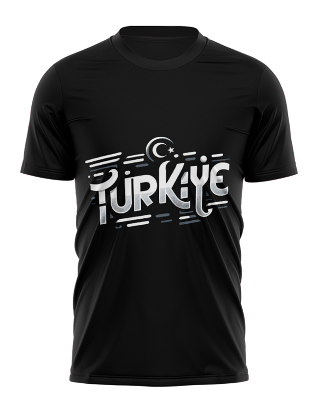 TÜRKİYE MİLLİ TAKIMI MODERN YAZI TASARIMLI SİYAH TİŞÖRT S